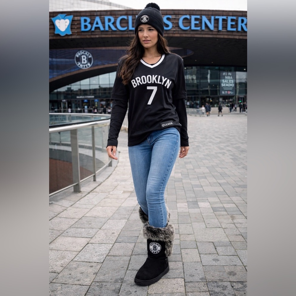 Cuce Brooklyn Nets NBA Faux Fur Lined Winter Boots ~ Women’s Size 10 ~ NWOT